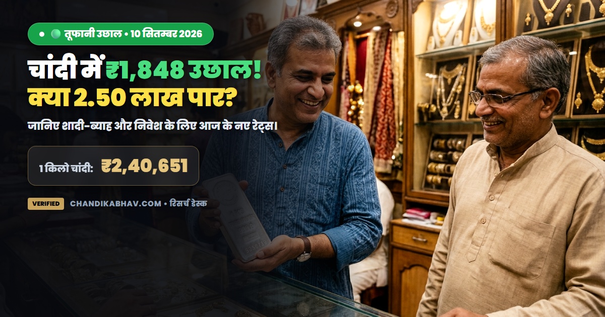 चांदी में ₹1,848 का तूफानी उछाल (10 सितम्बर 2026): क्या ₹2.50 लाख पार करेगा भाव? जानिए अब खरीदें या रुकें!
