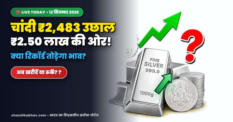 आज का चांदी का भाव 12 सितम्बर 2026 - 1 किलो और 10 ग्राम शुद्ध 999 चांदी का भाव