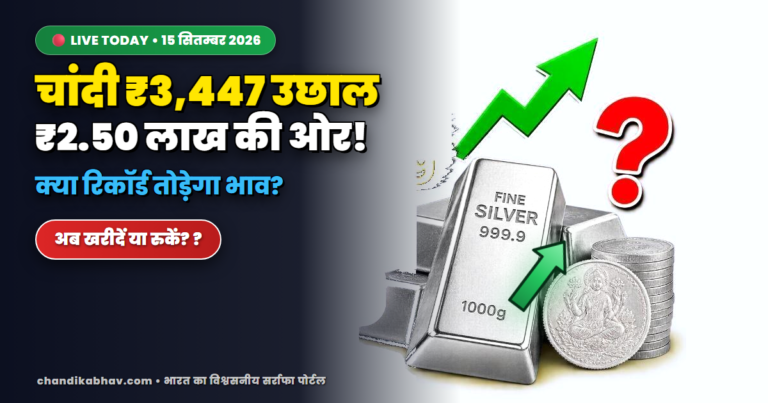 आज का चांदी का भाव 15 सितम्बर 2026 - 1 किलो और 10 ग्राम शुद्ध 999 चांदी का भाव