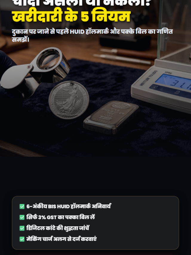 चांदी असली या नकली? खरीदारी के 5 बड़े नियम (12 सितम्बर 2026) — HUID हॉलमार्क व पक्का बिल गाइड