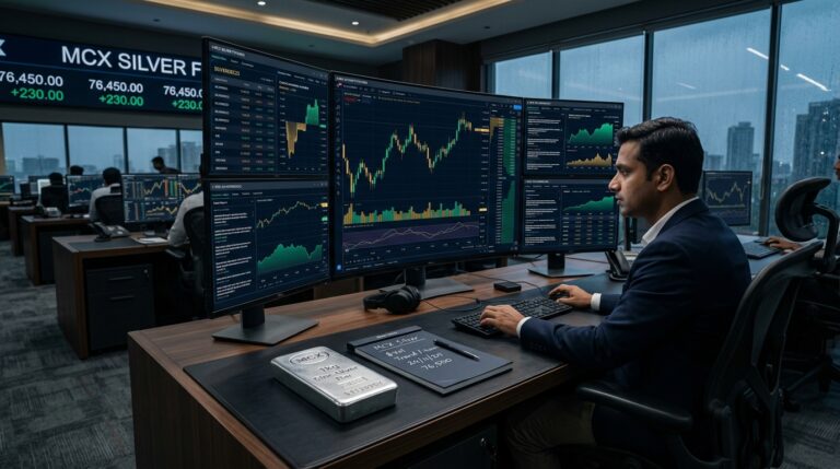 MCX सिल्वर वायदा और कमोडिटी ट्रेडिंग डेस्क लाइव चार्ट्स